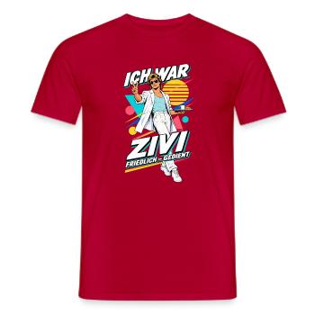 Ich war Zivi – Friedlich gedient im 80er-Look - Männer T-Shirt - Rot - Vorne - AI Model Male 178 dark (178cm)