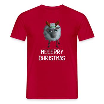 Meeerry Christmas Schaf - Mit Rentiergeweih - Männer T-Shirt - Rot - Vorne - AI Model Male 178 dark (178cm)