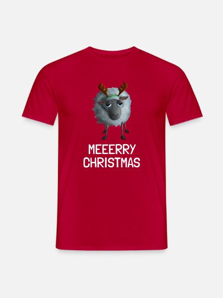 Meeerry Christmas Schaf - Mit Rentiergeweih - Männer T-Shirt - Rot
