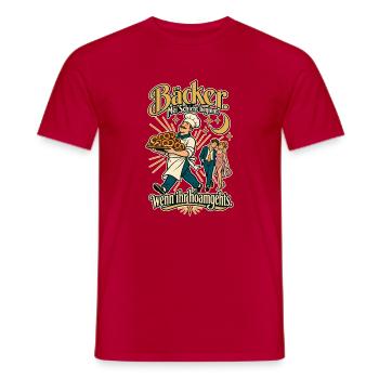 Bäcker Mei Schicht beginnt - Männer T-Shirt - Rot - Vorne - AI Model Male 178 dark (178cm)
