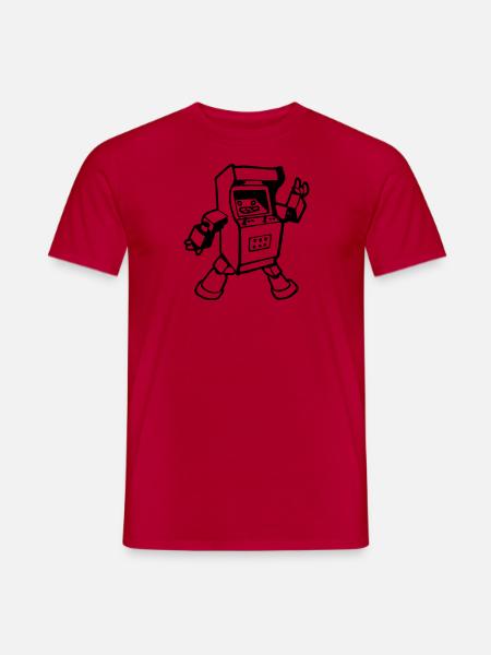 retro arcade gamer robot - Men's T-Shirt - red