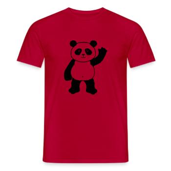 Aufrecht Stehender Panda Bär Winkt Freundlich - Männer T-Shirt - Rot - Vorne - AI Model Male 178 dark (178cm)