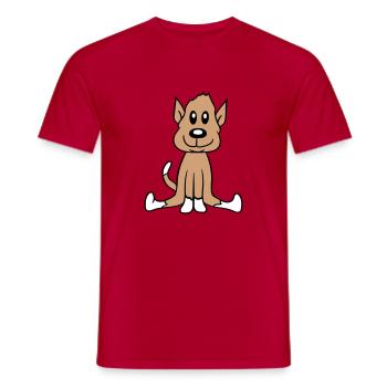 chien assis mignon petit chiot heureux animal de compagnie - T-shirt homme - rouge - Devant - AI Model Male 178 dark (178cm)