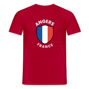 Emblème du bouclier d’Angers France - T-shirt homme - rouge - Devant - AI Model Male 178 dark (178cm)