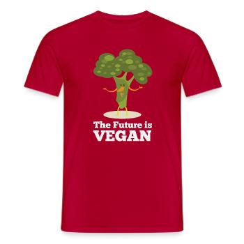L’avenir est végane - T-shirt homme - rouge - Devant - AI Model Male 178 dark (178cm)
