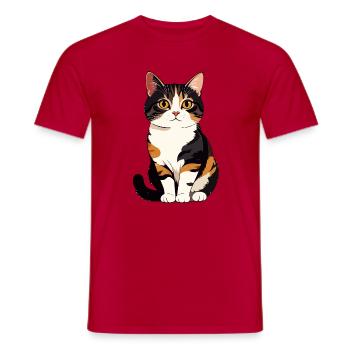 Calico Katzenportrait Illustration Katzenbaby - Männer T-Shirt - Rot - Vorne - AI Model Male 178 dark (178cm)