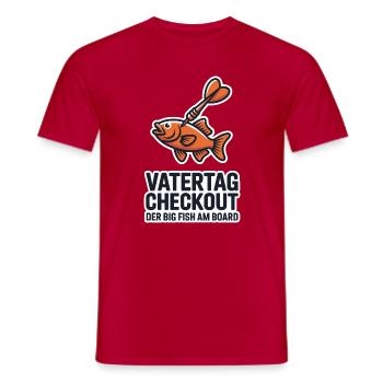 Dart Papa Vatertag Geschenk Big Fish Checkout 2026 - Männer T-Shirt - Rot - Vorne - AI Model Male 178 dark (178cm)