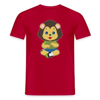 Lion Musician Flute Music - Men's T-Shirt - red - Front - AI Model Male 178 dark (178cm)