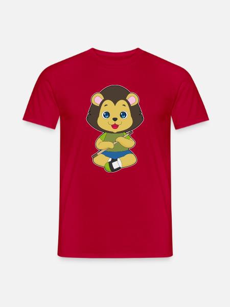 Lion Musician Flute Music - Men's T-Shirt - red