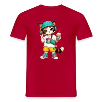 Kitten Summer Vibe Tropic - Men's T-Shirt - red - Front - AI Model Male 178 dark (178cm)