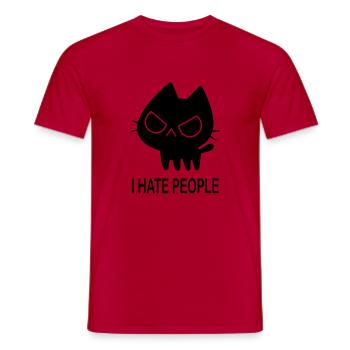 Cat Funny Saying I Hate People - Men's T-Shirt - red - Front - AI Model Male 178 dark (178cm)
