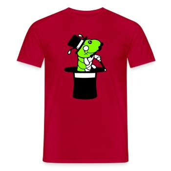 Caterpillar Sir Mr rich monocle top hat magician - Men's T-Shirt - red - Front - AI Model Male 178 dark (178cm)