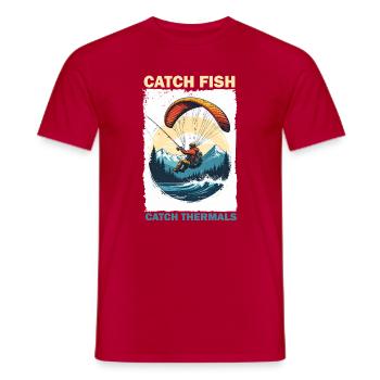 Adventurous fishing and winter sports design - Men's T-Shirt - red - Front - AI Model Male 178 dark (178cm)