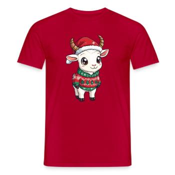 Mountain Goat Christmas - Men's T-Shirt - red - Front - AI Model Male 178 dark (178cm)