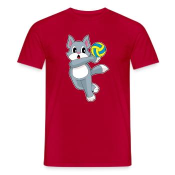 Chat Joueur de Volley-ball Volley-ball Sport - T-shirt homme - rouge - Devant - AI Model Male 178 dark (178cm)