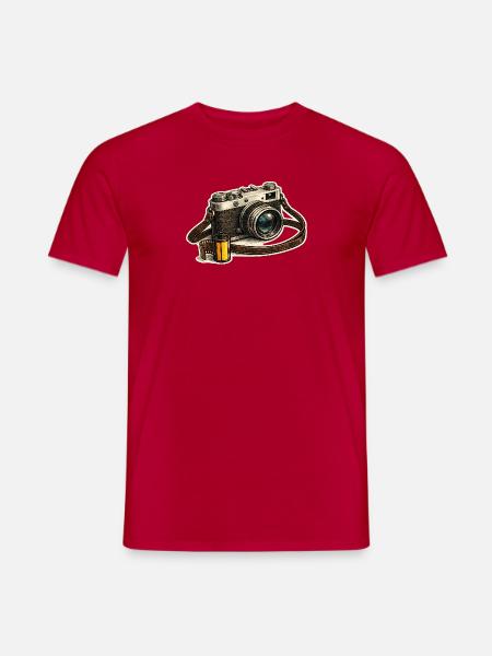 Vintage camera with film roll - Men's T-Shirt - red