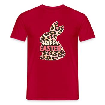 Joyeux Léopard Lapin de Pâques - T-shirt homme - rouge - Devant - AI Model Male 178 dark (178cm)