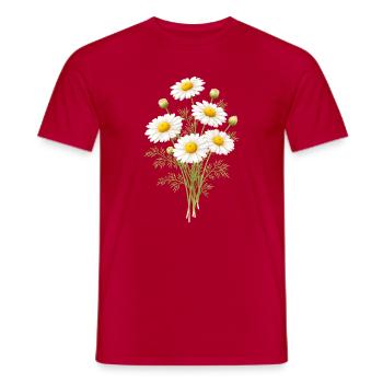 Chamomile Flowers Illustration - Men's T-Shirt - red - Front - AI Model Male 178 dark (178cm)