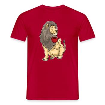 Tasse à café Lion - T-shirt homme - rouge - Devant - AI Model Male 178 dark (178cm)