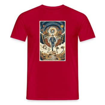 Escape from Reality Cosmic Journey to the Unknown - Men's T-Shirt - red - Front - AI Model Male 178 dark (178cm)