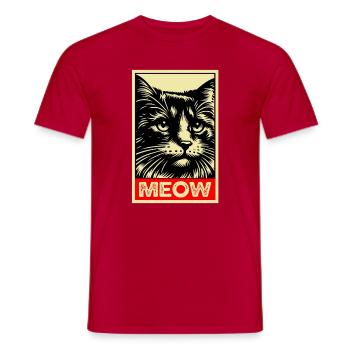 Meow Katze Retro Poster Katzen Geschenk - Männer T-Shirt - Rot - Vorne - AI Model Male 178 dark (178cm)