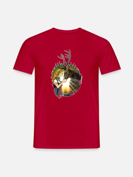 Oh, my deer - Mädchen &Hirsch - Schwarzwald Motiv - Männer T-Shirt - Rot