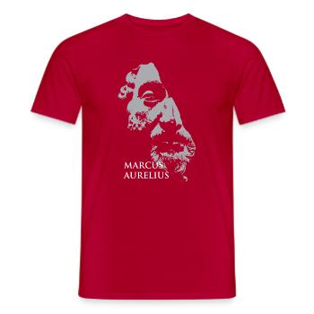 Marcus-Aurelius-Porträt in Grau - Männer T-Shirt - Rot - Vorne - AI Model Male 178 dark (178cm)