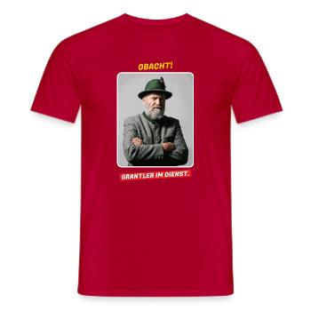 Obacht! Grantler im Dienst - Bayern Spruch - Männer T-Shirt - Rot - Vorne - AI Model Male 178 dark (178cm)