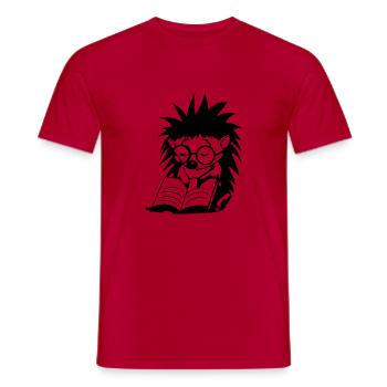 Igel liest Buch und schläft Illustration Geschenk - Männer T-Shirt - Rot - Vorne - AI Model Male 178 dark (178cm)