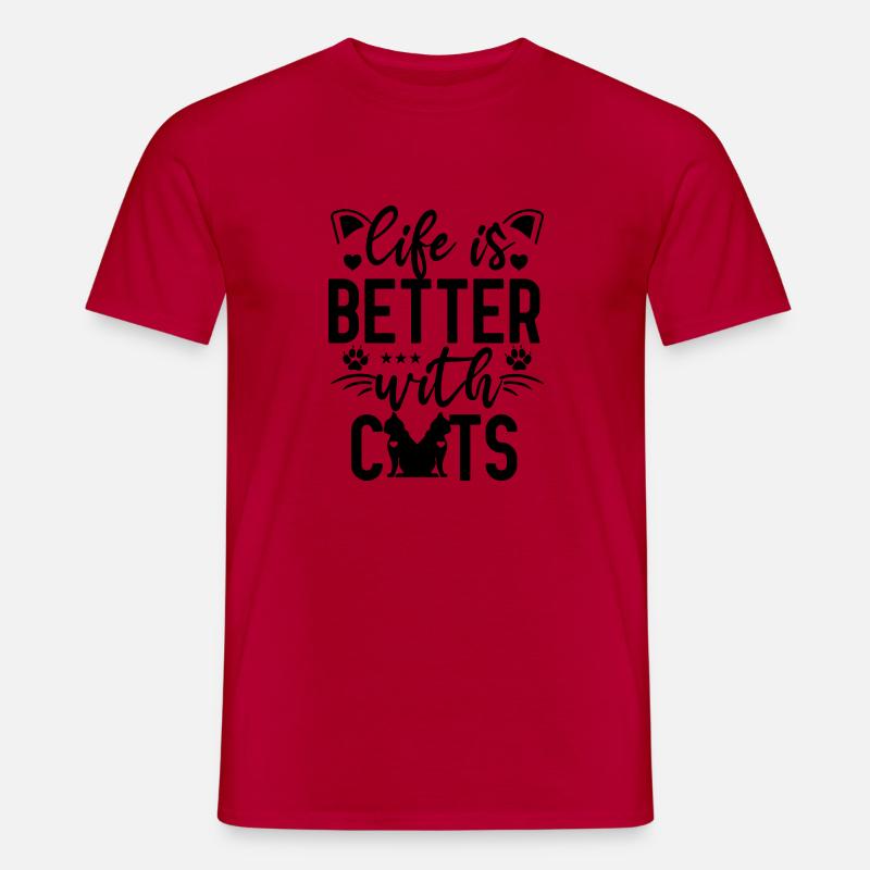 life is better with cats - Männer T-Shirt - Rot
