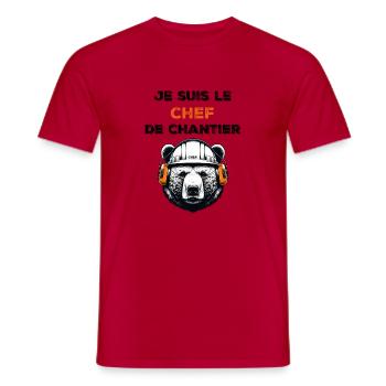 Je suis le chef de chantier ours - T-shirt homme - rouge - Devant - AI Model Male 178 dark (178cm)