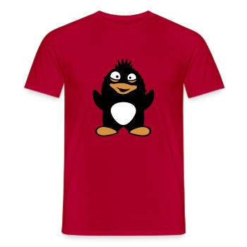 pingouin mignon agitant stupide fou oiseau drôle - T-shirt homme - rouge - Devant - AI Model Male 178 dark (178cm)