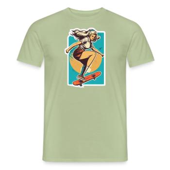 Skater Girl - Men's T-Shirt - sage - Front - AI Model Male 178 light (178cm)