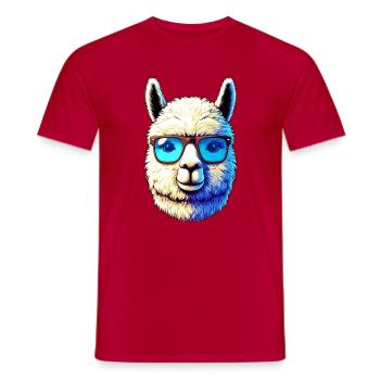 Alpaga avec lunettes de soleil - T-shirt homme - rouge - Devant - AI Model Male 178 dark (178cm)