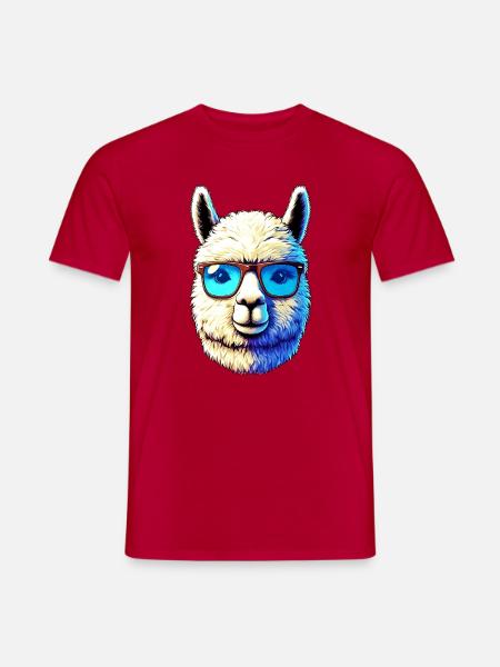 Alpaca with Sunglasses - Men's T-Shirt - red