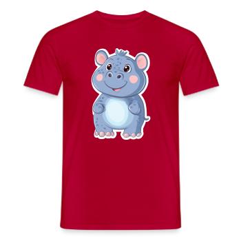 Nilpferd - Männer T-Shirt - Rot - Vorne - AI Model Male 178 dark (178cm)