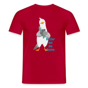 « Beurre au poisson » - Drôle de mouette avec du poisson - T-shirt homme - rouge - Devant - AI Model Male 178 dark (178cm)