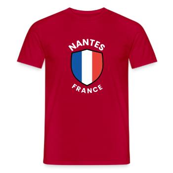 Nantes France Shield Design - Men's T-Shirt - red - Front - AI Model Male 178 dark (178cm)