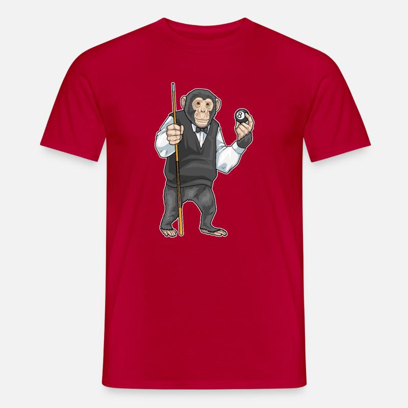 Affe Billiard Queue Sport - Männer T-Shirt - Rot
