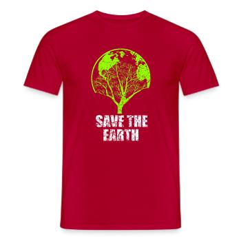 SAVE THE EARTH T-SHIRT - Männer T-Shirt - Rot - Vorne - AI Model Male 178 dark (178cm)