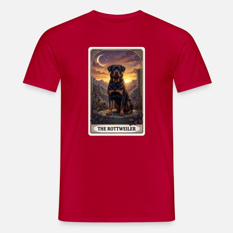 Rottweiler Mondschein Tarot - Männer T-Shirt - Rot