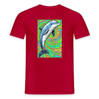 Delfin - Männer T-Shirt - Rot - Vorne - AI Model Male 178 dark (178cm)
