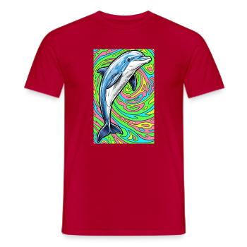Delfin - Männer T-Shirt - Rot - Vorne - AI Model Male 178 dark (178cm)