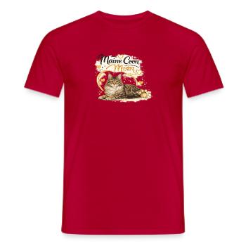 Amour de maman chat Maine Coon - T-shirt homme - rouge - Devant - AI Model Male 178 dark (178cm)