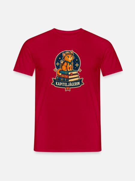 Kapiteljägerin – Bücher & Katze - Männer T-Shirt - Rot