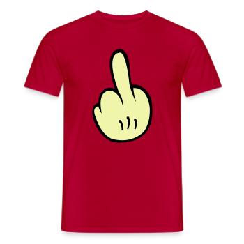 Mittelfinger Comic - Männer T-Shirt - Rot - Vorne - AI Model Male 178 dark (178cm)