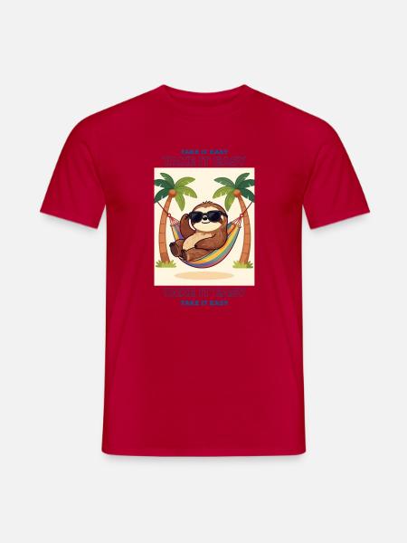 Südsee-Schlafsloth in Hängematte - Männer T-Shirt - Rot
