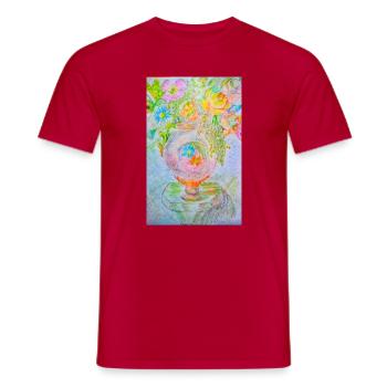 Runde Vase mit verschiedenen Blumen - Männer T-Shirt - Rot - Vorne - AI Model Male 178 dark (178cm)