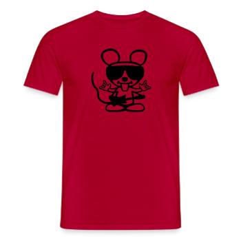 Coole Rock Maus - Männer T-Shirt - Rot - Vorne - AI Model Male 178 dark (178cm)
