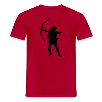 archery drawing Archery silhouette woman bow - Men's T-Shirt - red - Front - AI Model Male 178 dark (178cm)